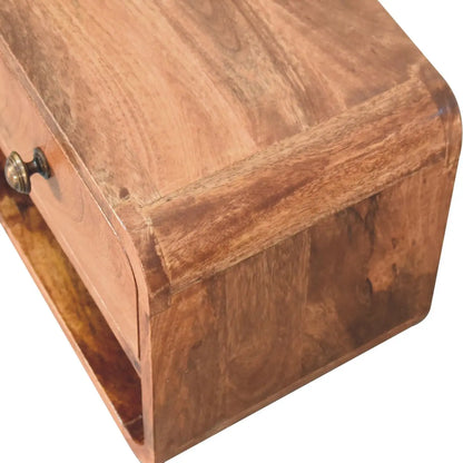 Mini Honey Caramel Wall Mounted Bedside with Open Slot - Living with Luxury