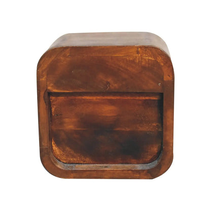 Extra Mini Curved Chestnut Bedside with Open Slot - Living with Luxury