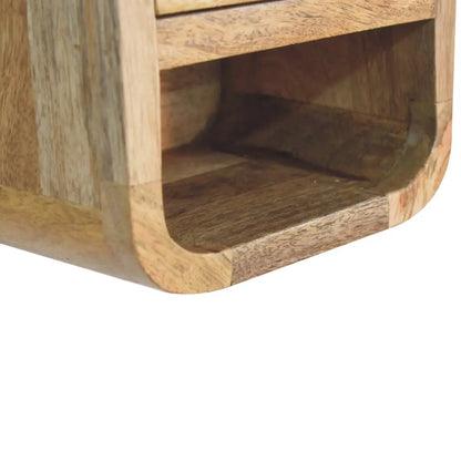 Extra Mini Curved Oak-ish Bedside with Open Slot - Living with Luxury