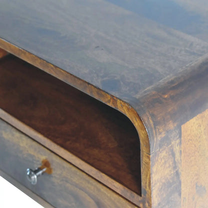 Large Chestnut Curve Upper Slot Floating Bedside - Living with Luxury