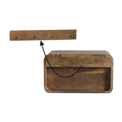 Large Oak-ish Curve Upper Slot Floating Bedside - Living with Luxury