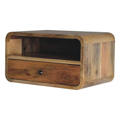 Large Oak-ish Curve Upper Slot Floating Bedside - Living with Luxury