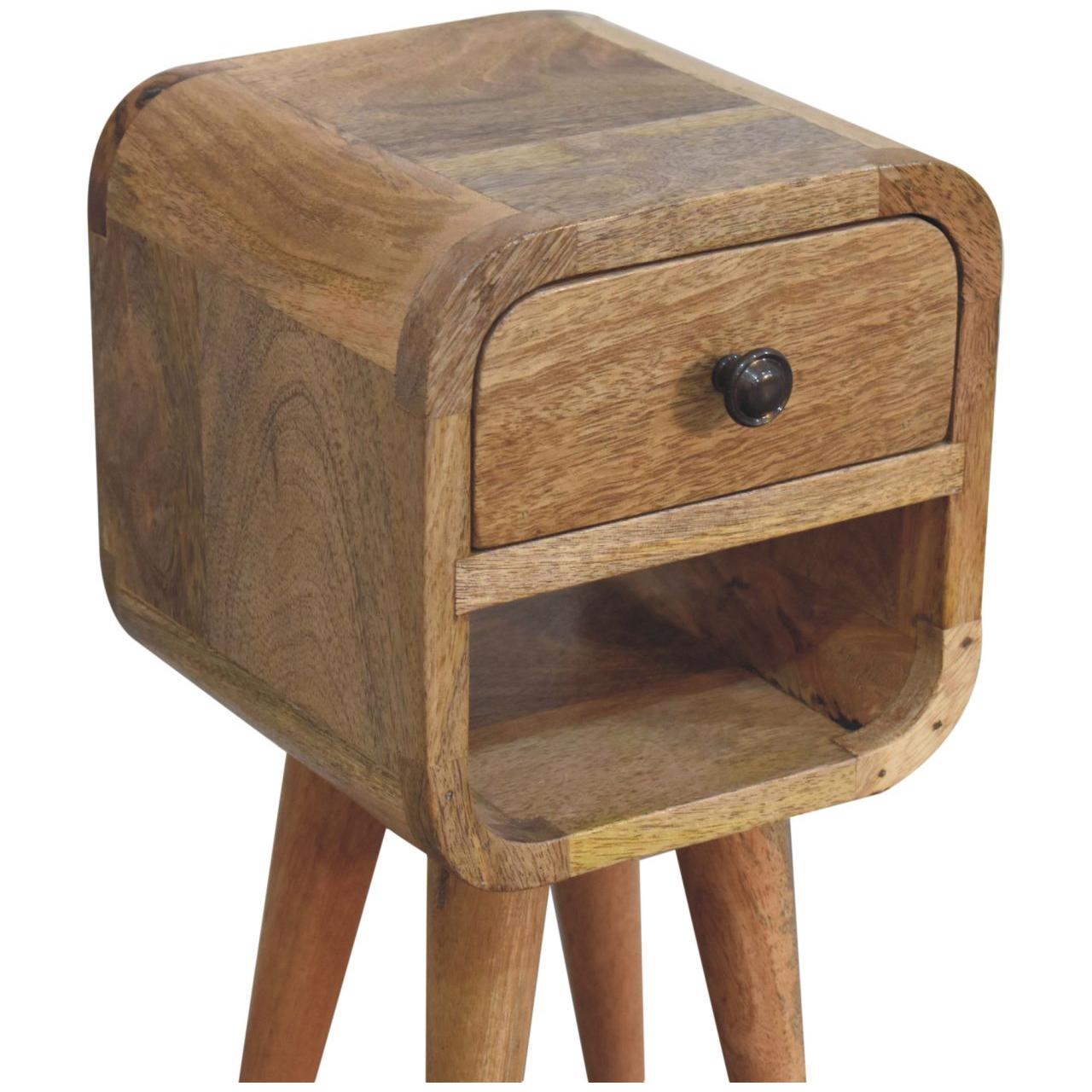 Extra Mini Oak-ish Curve Lower Bedside - Living with Luxury