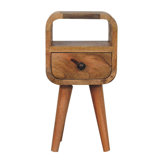 Extra Mini Oakish Curve Open Slot Bedside - Living with Luxury