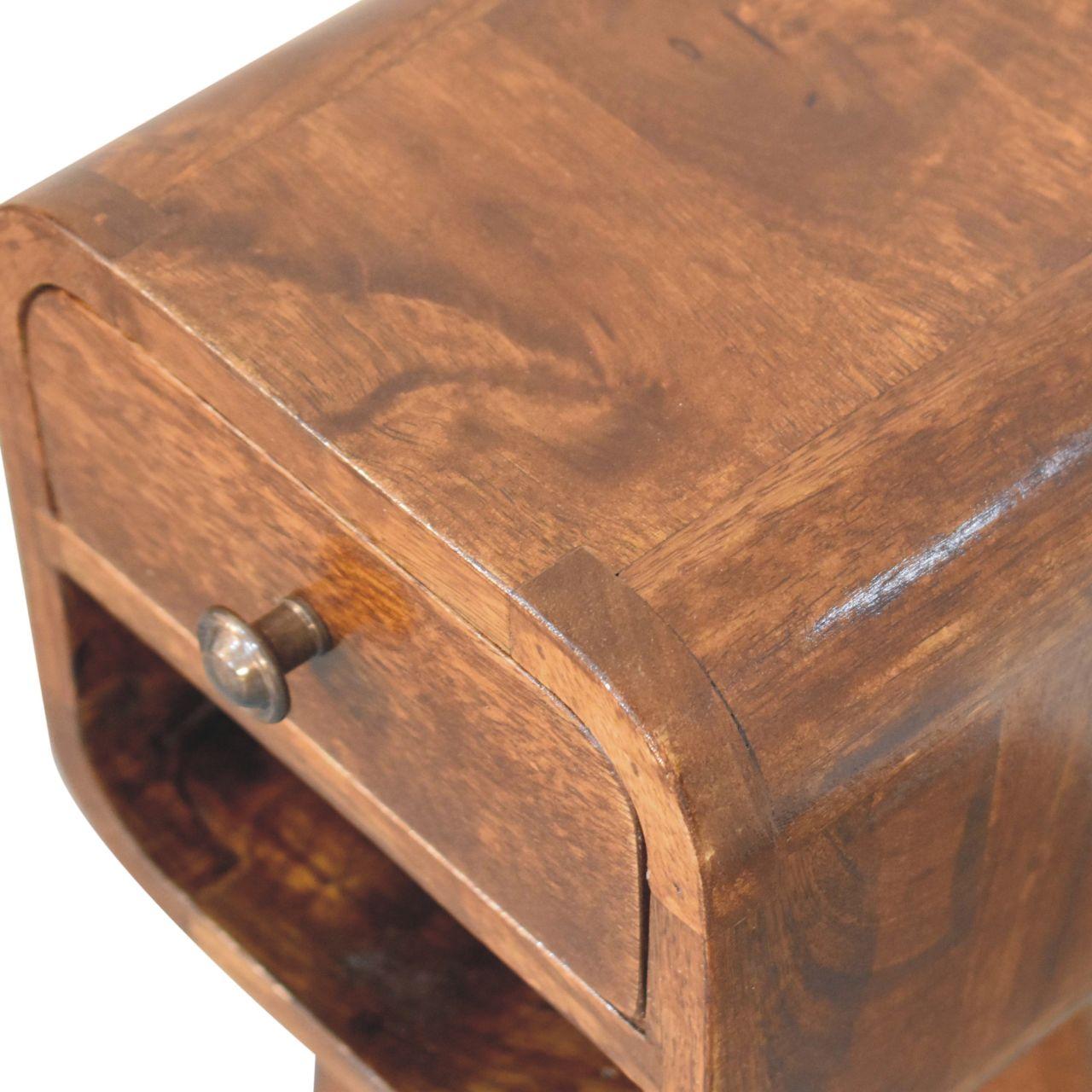 Extra Mini Chestnut Curve Lower Bedside - Living with Luxury