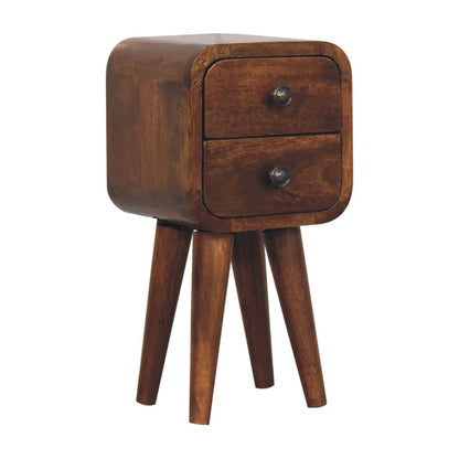 Extra Mini Curved Chestnut Bedside - Living with Luxury