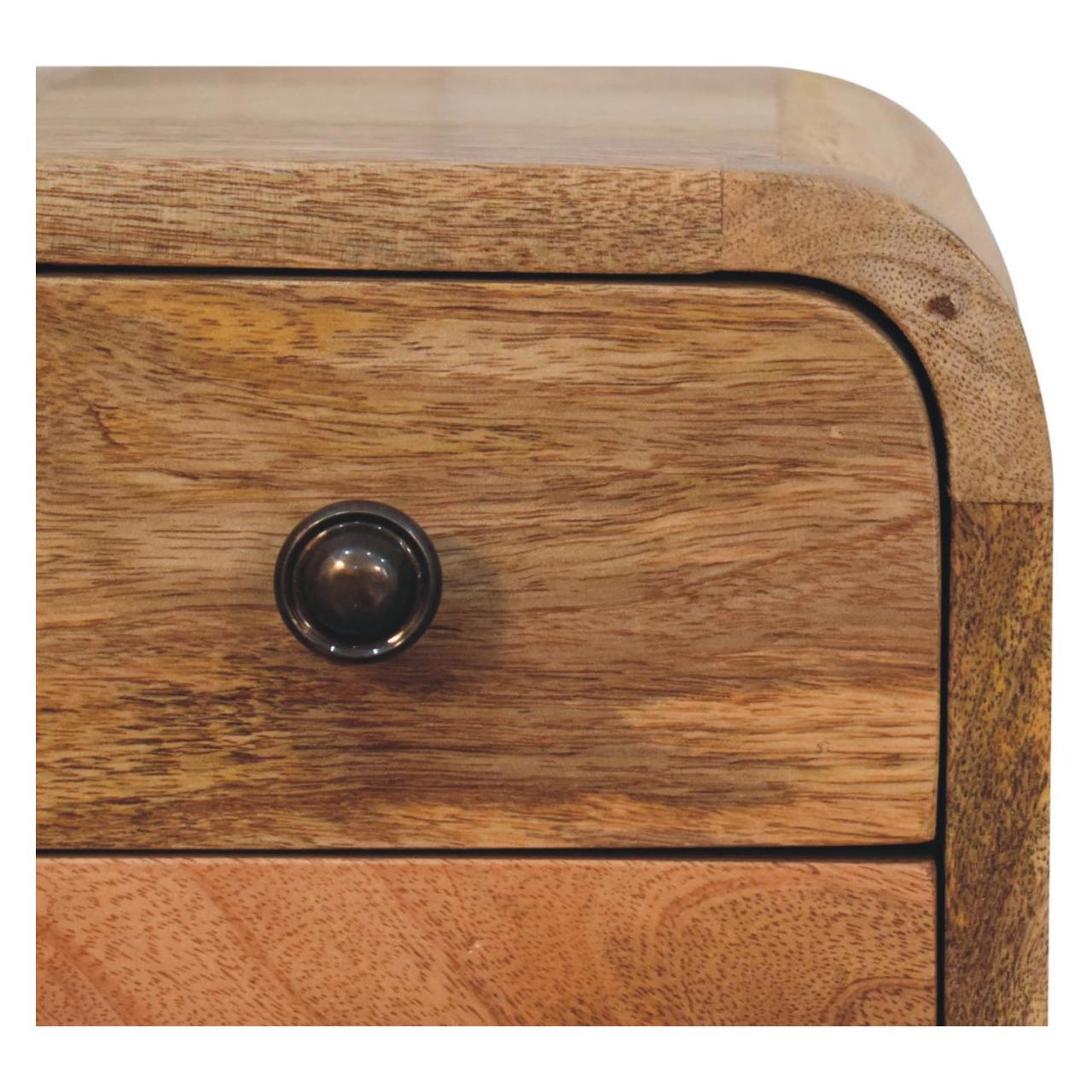 Extra Mini Curved Oak-ish Bedside - Living with Luxury