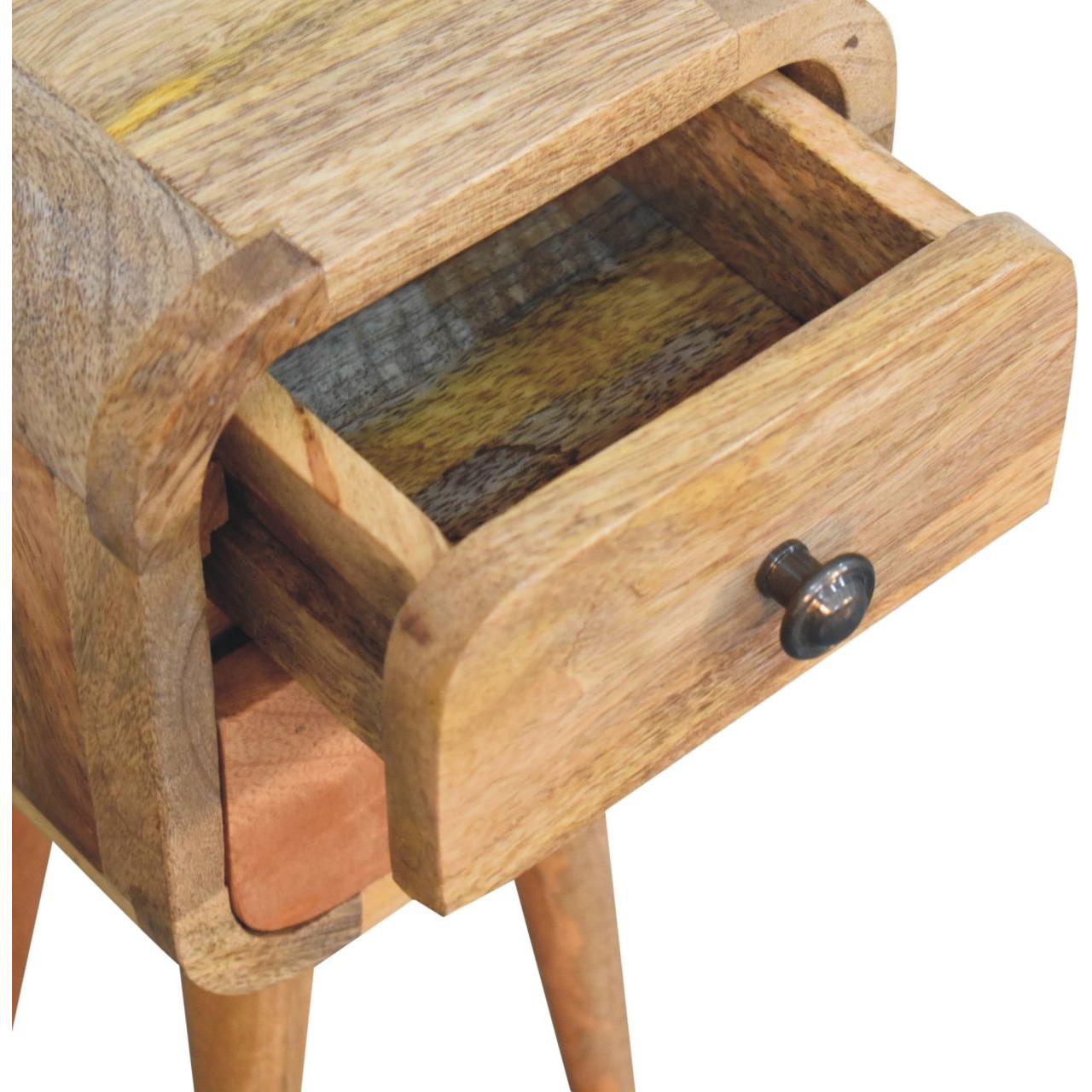 Extra Mini Curved Oak-ish Bedside - Living with Luxury