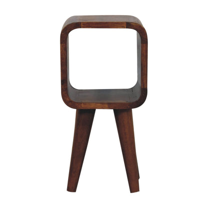 Extra Mini Minimalist Open Curved Chestnut Bedside - Living with Luxury