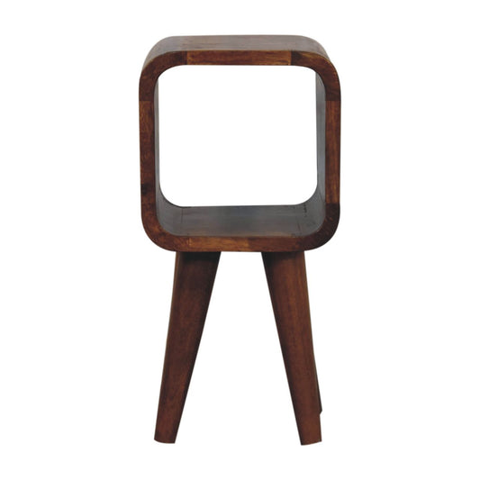 Extra Mini Minimalist Open Curved Chestnut Bedside - Living with Luxury