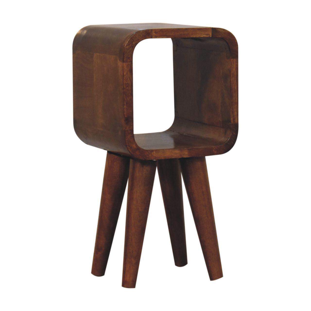 Extra Mini Minimalist Open Curved Chestnut Bedside - Living with Luxury