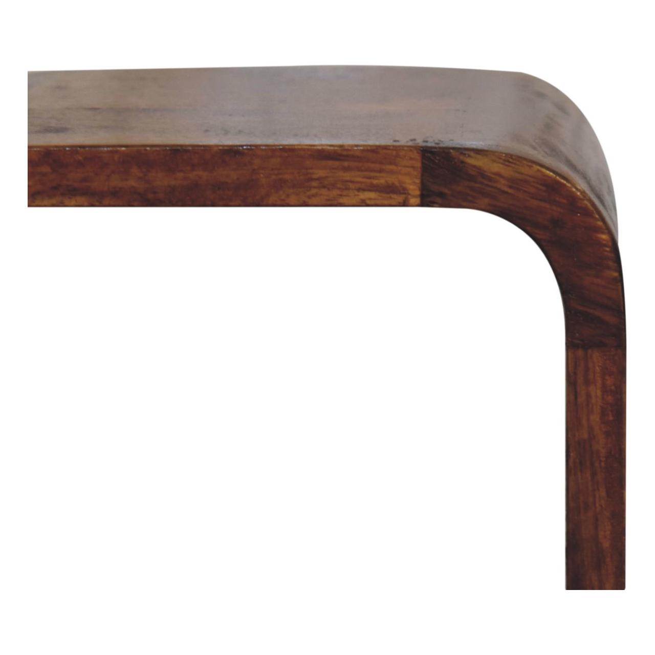Extra Mini Minimalist Open Curved Chestnut Bedside - Living with Luxury