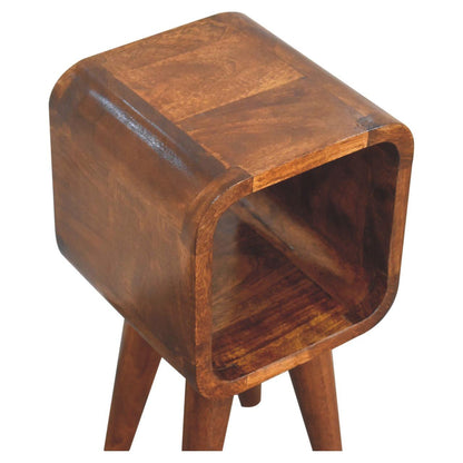 Extra Mini Minimalist Open Curved Chestnut Bedside - Living with Luxury