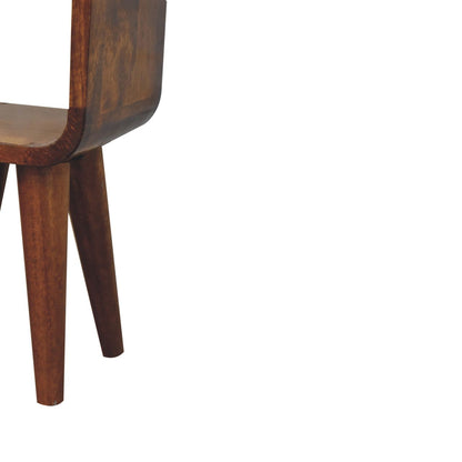 Extra Mini Minimalist Open Curved Chestnut Bedside - Living with Luxury