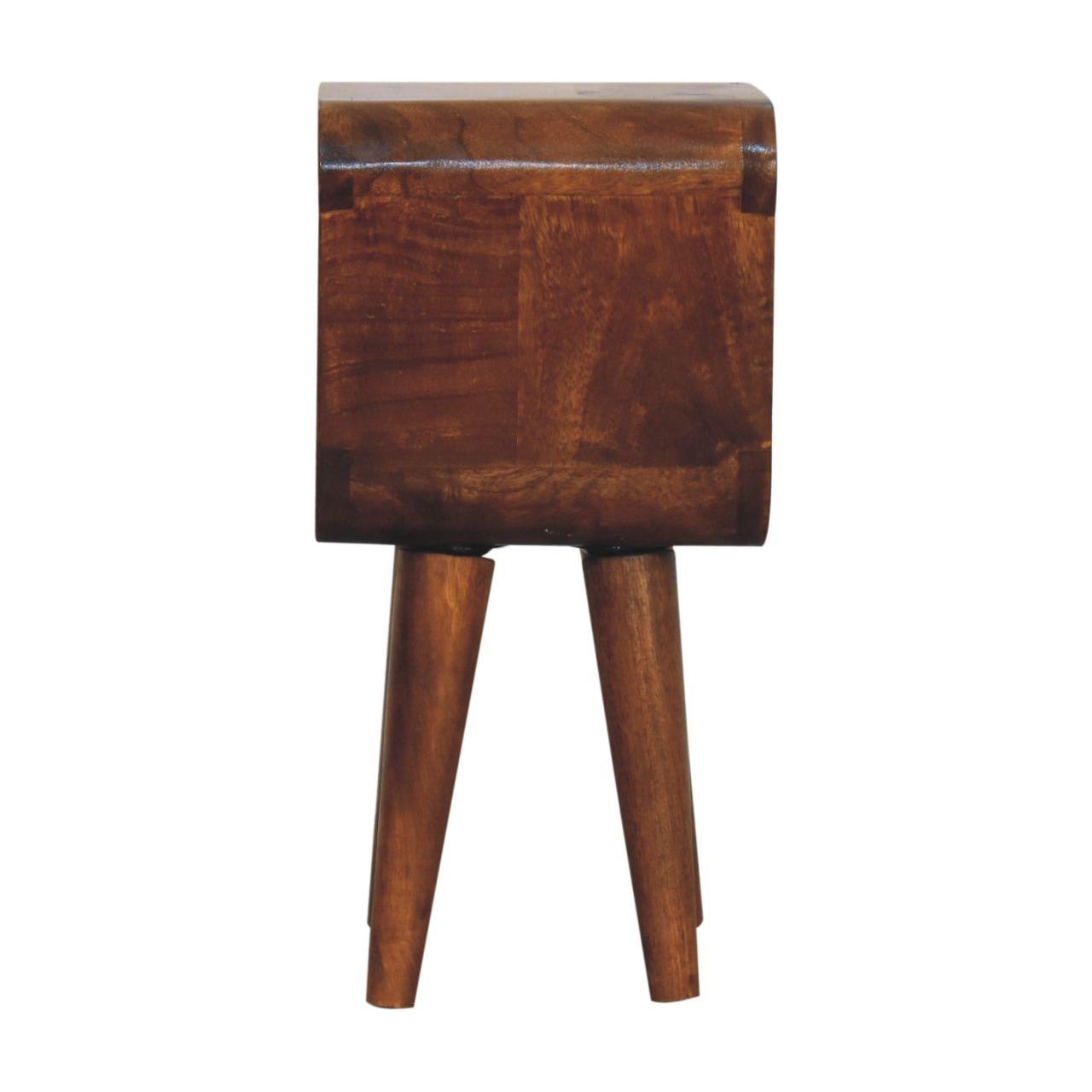 Extra Mini Minimalist Open Curved Chestnut Bedside - Living with Luxury