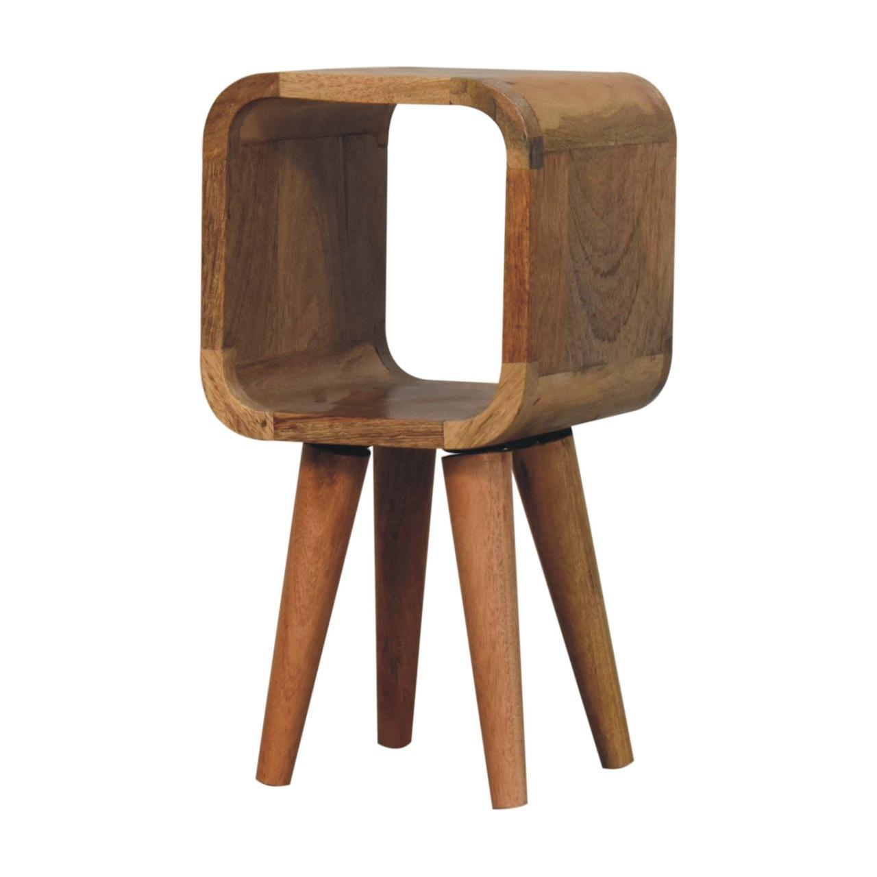 Extra Mini Minimalist Open Curved Oak-ish Bedside - Living with Luxury