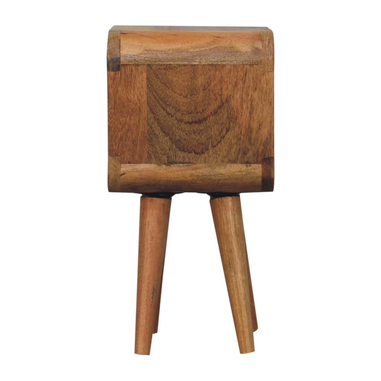 Extra Mini Minimalist Open Curved Oak-ish Bedside - Living with Luxury