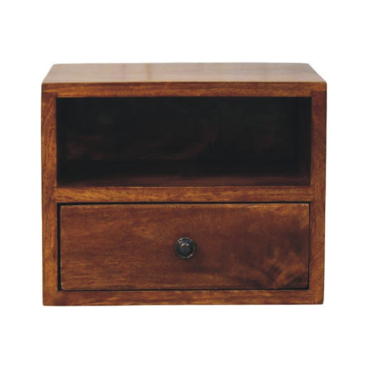 Solis 1-Drawer Chestnut Wall Mounted Nightstand - Living with Luxury