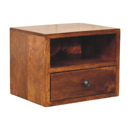Solis 1-Drawer Chestnut Wall Mounted Nightstand - Living with Luxury
