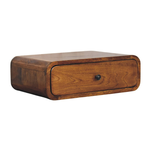 Avora Wall-Mounted Honey Caramel 1 Drawer Nightstand - Living with Luxury