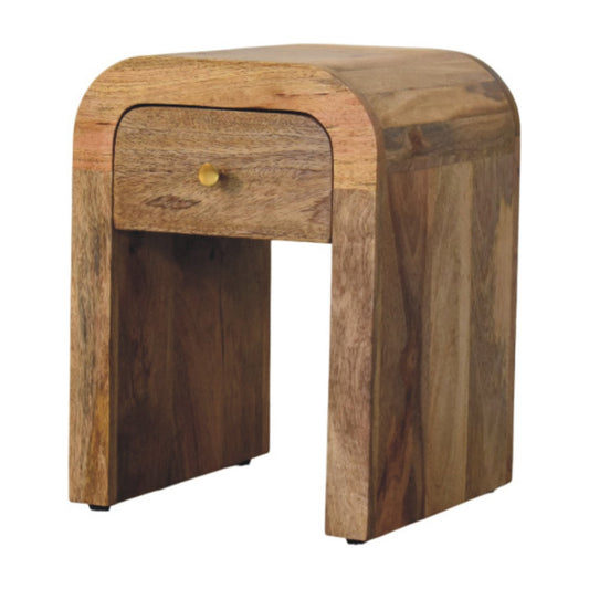 Mini Darcy Oak-ish Nightstand with Curved Edges - Living with Luxury