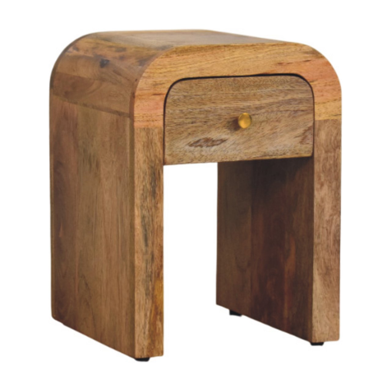 Mini Darcy Oak-ish Nightstand with Curved Edges - Living with Luxury