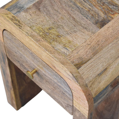 Mini Darcy Oak-ish Nightstand with Curved Edges - Living with Luxury