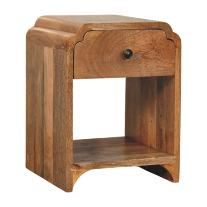 Newton Mini Oak-ish Nightstand with a drawer and open shelf - Living with Luxury