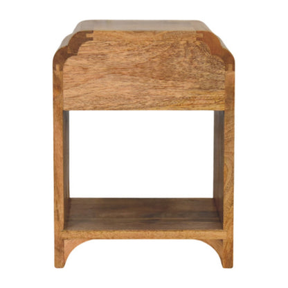 Newton Mini Oak-ish Nightstand with a drawer and open shelf - Living with Luxury