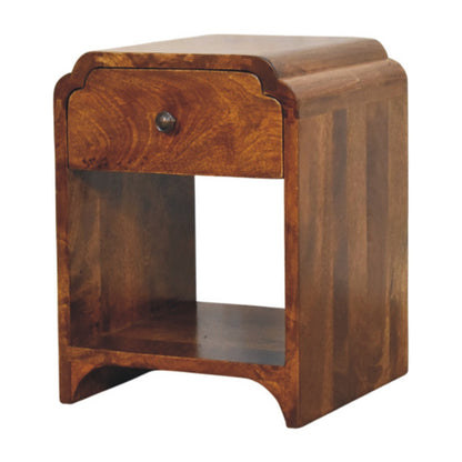 Newton Mini Chestnut Nightstand with a drawer and open shelf - Living with Luxury