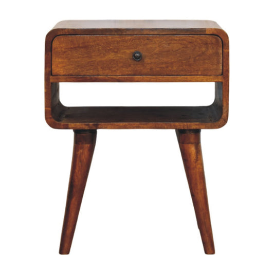 Avora Chestnut Nightstand with Drawer and open slot - Living with Luxury