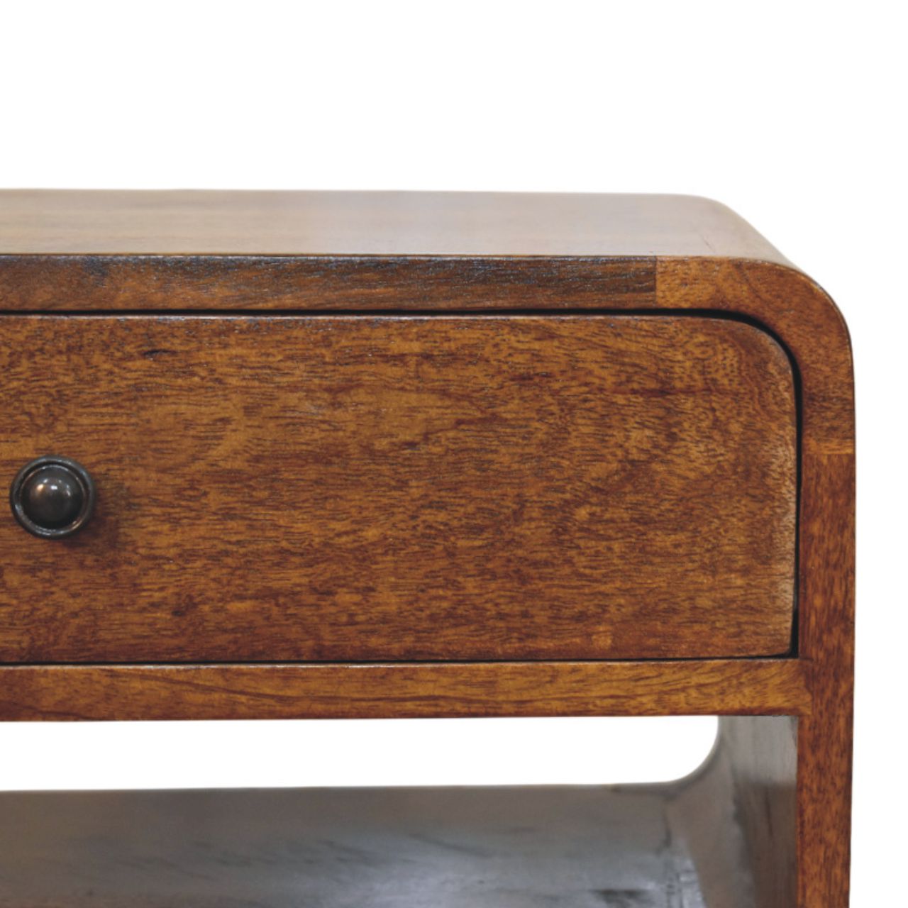 Avora Chestnut Nightstand with Drawer and open slot - Living with Luxury