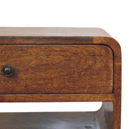 Avora Chestnut Nightstand with Drawer and open slot - Living with Luxury