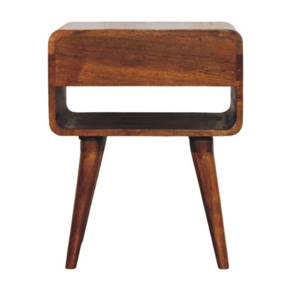 Avora Chestnut Nightstand with Drawer and open slot - Living with Luxury