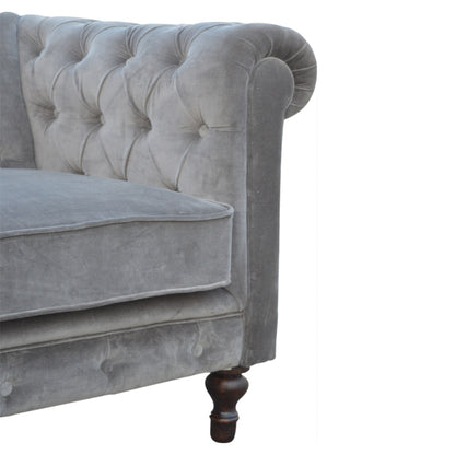 Grey Velvet Chesterfield Sofa - Living with Luxury