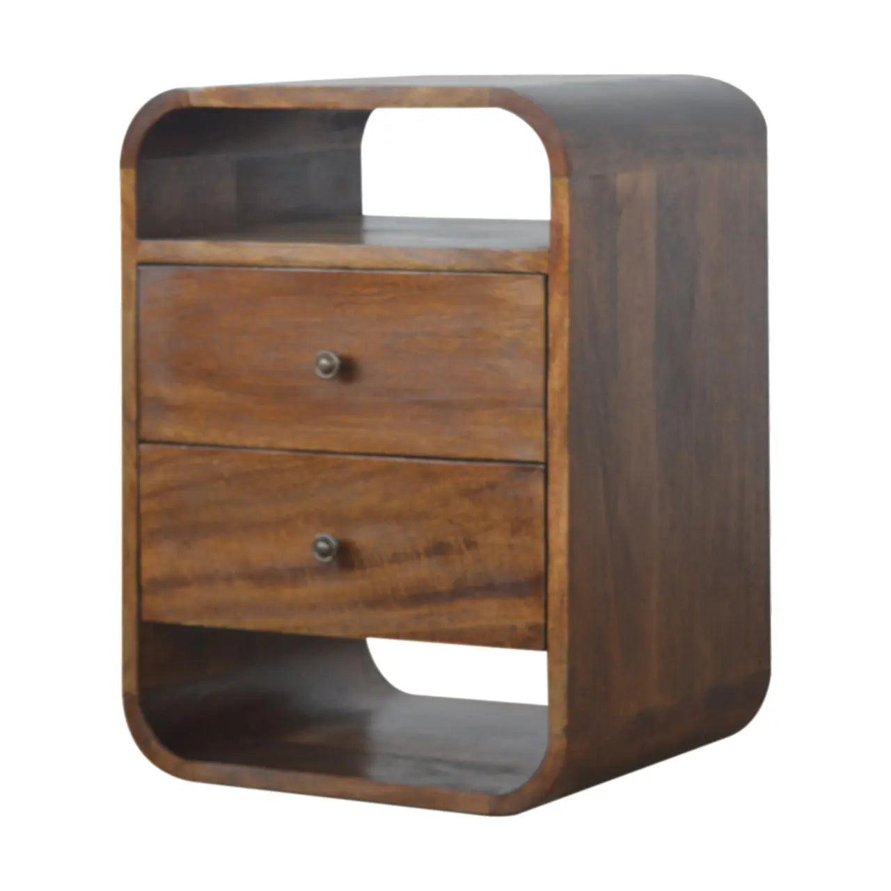 Chestnut Curve 2 Drawer Bedside - Living with Luxury