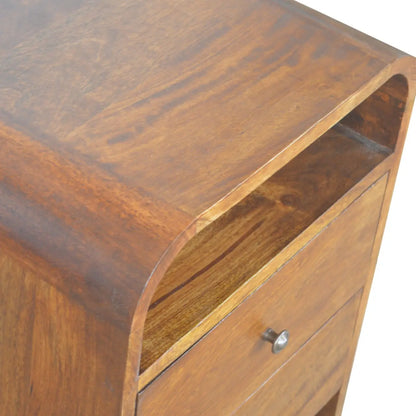 Chestnut Curve 2 Drawer Bedside - Living with Luxury