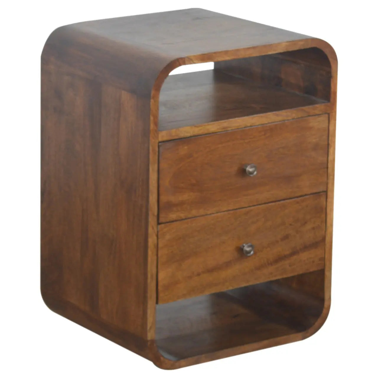 Chestnut Curve 2 Drawer Bedside - Living with Luxury