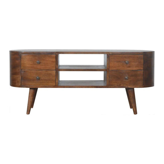 Chestnut Rounded Entertainment Unit - Living with Luxury