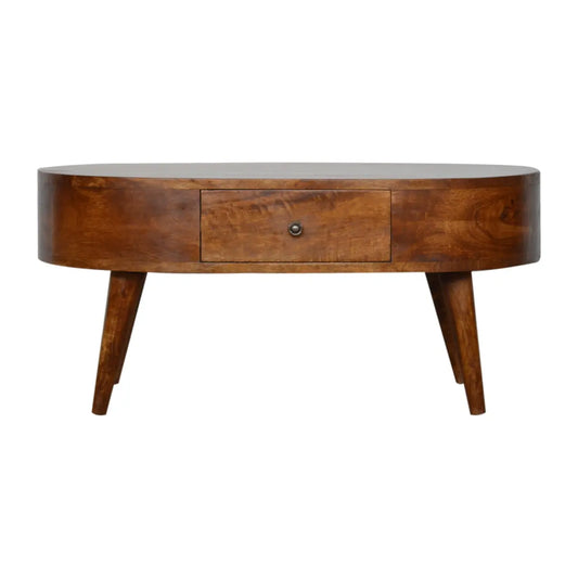 Chestnut Rounded Coffee Table - Living with Luxury