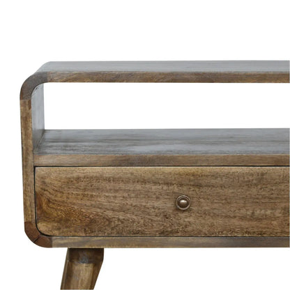 Curved Grey Washed Media Unit - Living with Luxury