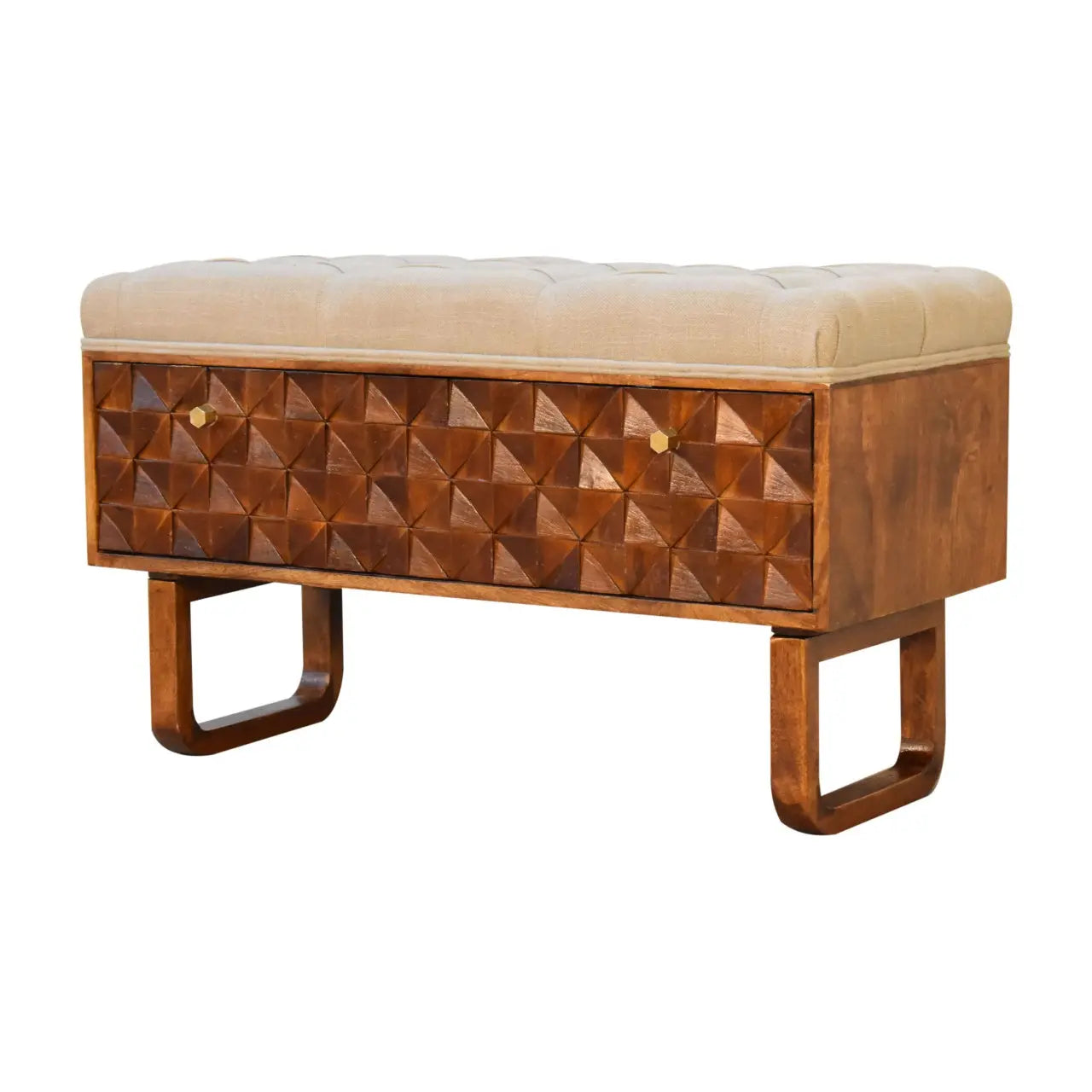 'U' Chestnut Pineapple Bench Living with Luxury