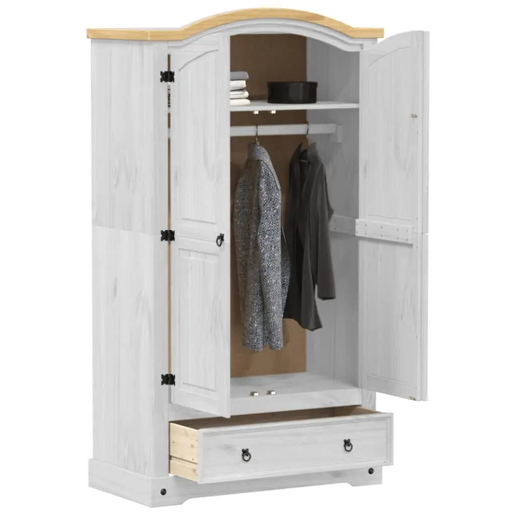 Wardrobe Corona White Solid Wood Pine Living with Luxury