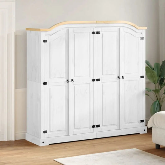 Wardrobe Corona White Solid Wood Pine Living with Luxury