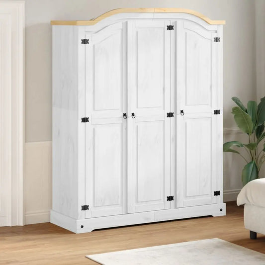 Wardrobe Corona White Solid Wood Pine Living with Luxury