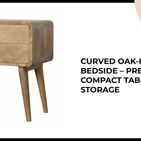 Curved Oak-ish Bedside &ndash; Premium Compact Table with Storage by@Outfy