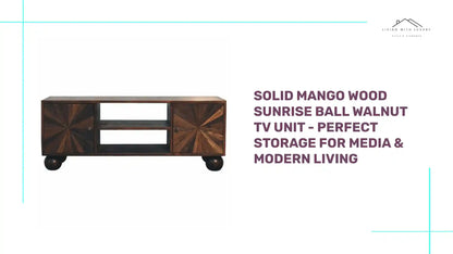 Solid Mango Wood Sunrise Ball Walnut TV Unit - Perfect Storage for Media &amp; Modern Living by@Outfy