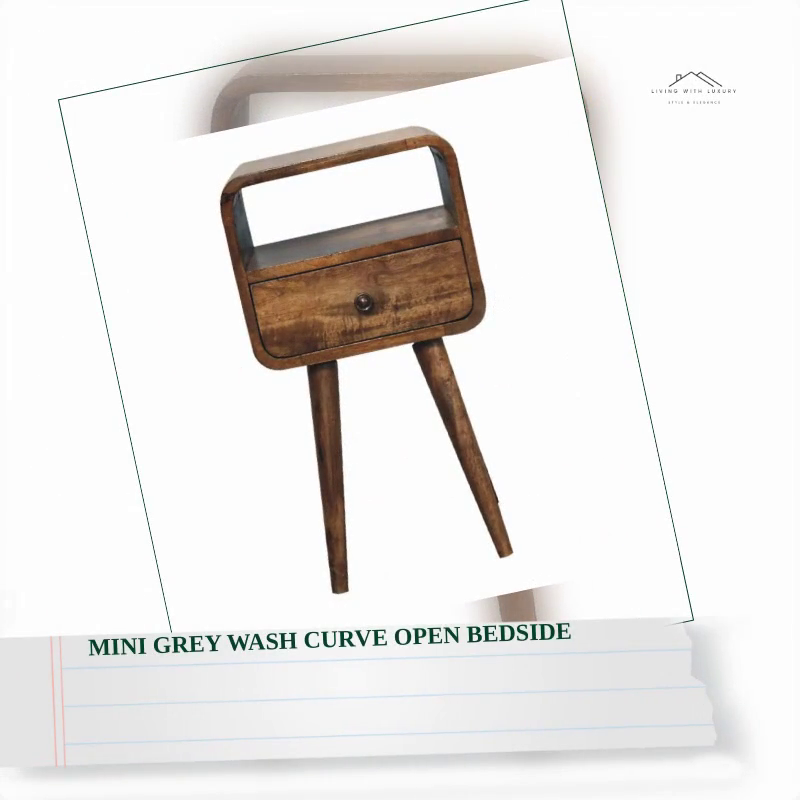 Mini Grey Wash Curve Open Bedside by@Outfy