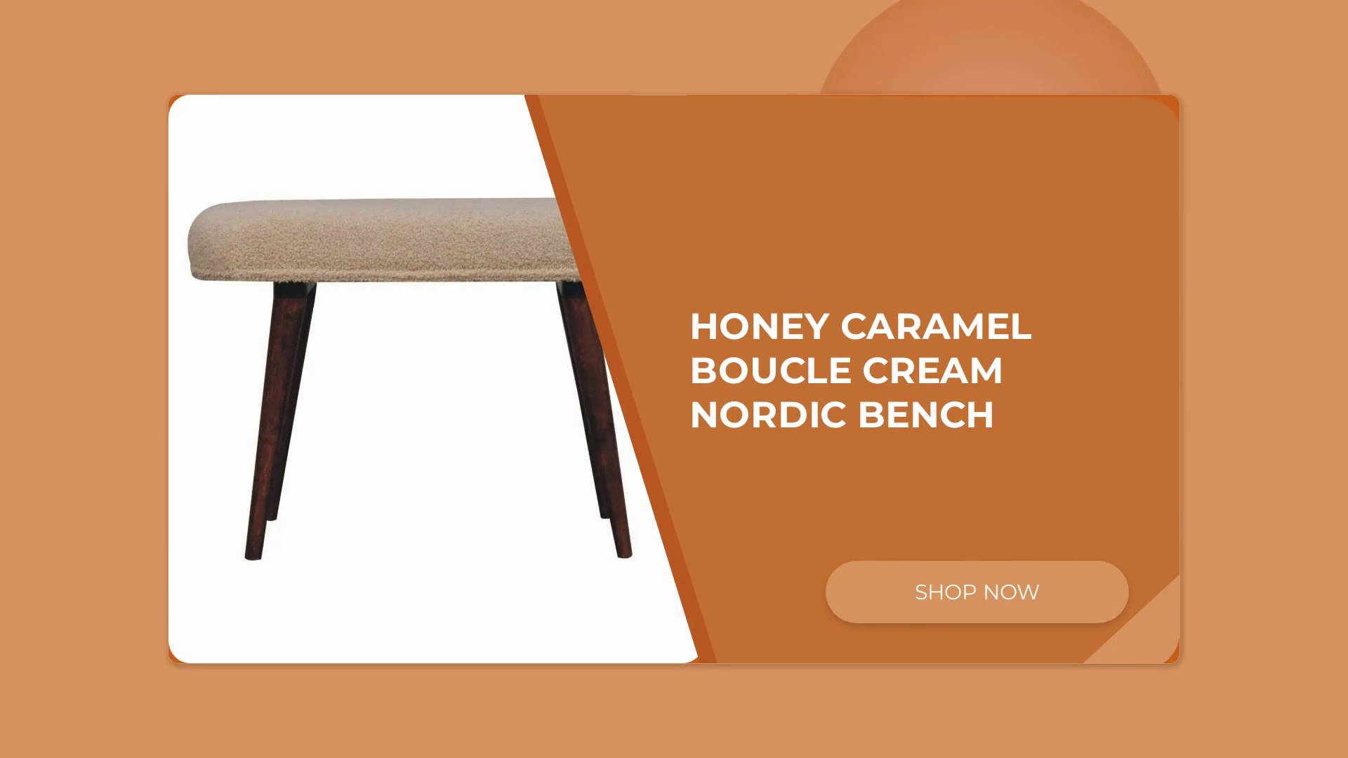 Honey Caramel Boucle Cream Nordic Bench by@Outfy