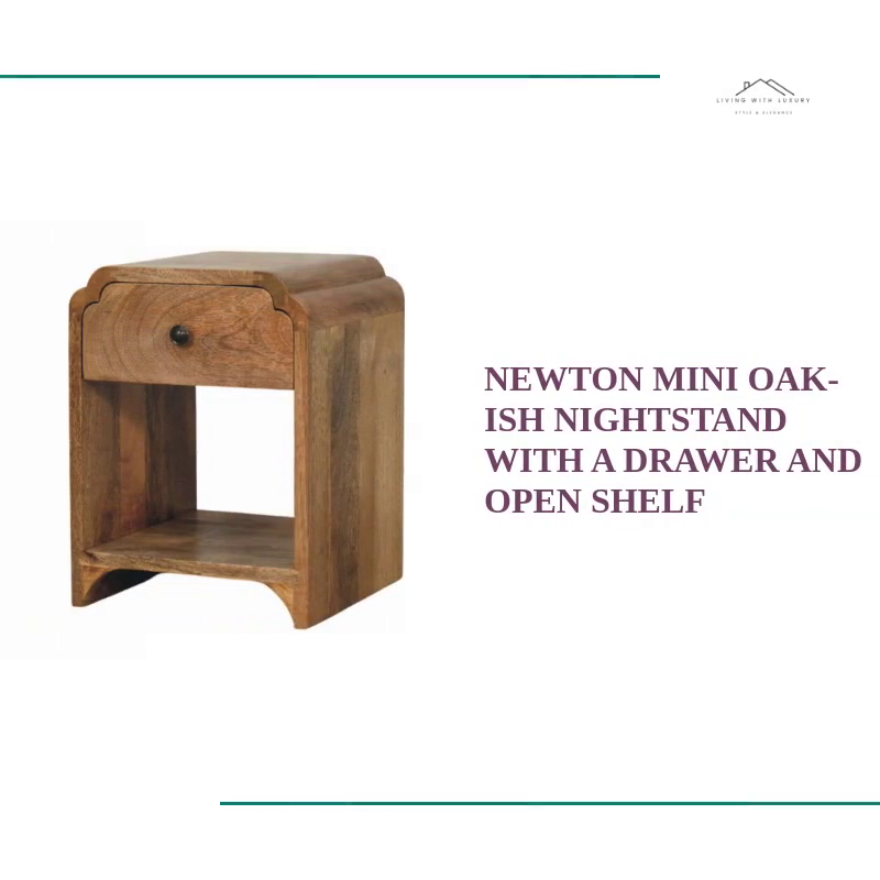 Newton Mini Oak-ish Nightstand with a drawer and open shelf by@Outfy
